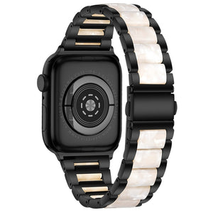 Metal + Resin Watch Band For Apple Watch Ultra 49mm / Series 8&7 45mm / SE 2&6&SE&5&4 44mm / 3&2&1 42mm(Black White)