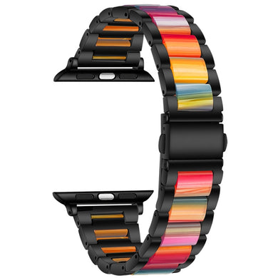 Metal + Resin Watch Band For Apple Watch Ultra 49mm / Series 8&7 45mm / SE 2&6&SE&5&4 44mm / 3&2&1 42mm(Black Color)