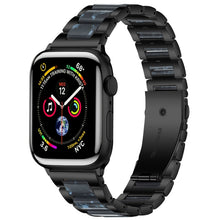 Metal + Resin Watch Band For Apple Watch Ultra 49mm / Series 8&7 45mm / SE 2&6&SE&5&4 44mm / 3&2&1 42mm(Black Blue)