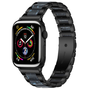 Metal + Resin Watch Band For Apple Watch Ultra 49mm / Series 8&7 45mm / SE 2&6&SE&5&4 44mm / 3&2&1 42mm(Black Blue)
