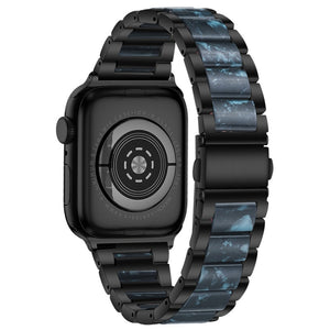 Metal + Resin Watch Band For Apple Watch Ultra 49mm / Series 8&7 45mm / SE 2&6&SE&5&4 44mm / 3&2&1 42mm(Black Blue)