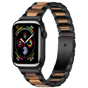 Metal + Resin Watch Band For Apple Watch Ultra 49mm / Series 8&7 45mm / SE 2&6&SE&5&4 44mm / 3&2&1 42mm(Black Brown)