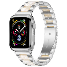 Metal + Resin Watch Band For Apple Watch Ultra 49mm / Series 8&7 45mm / SE 2&6&SE&5&4 44mm / 3&2&1 42mm(Silver White)