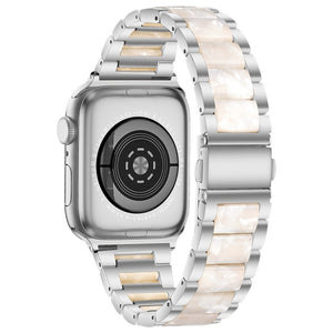 Metal + Resin Watch Band For Apple Watch Ultra 49mm / Series 8&7 45mm / SE 2&6&SE&5&4 44mm / 3&2&1 42mm(Silver White)