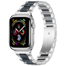 Metal + Resin Watch Band For Apple Watch Ultra 49mm / Series 8&7 45mm / SE 2&6&SE&5&4 44mm / 3&2&1 42mm(Silver Blue)