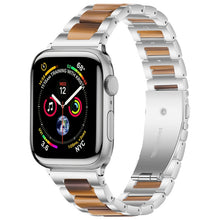 Metal + Resin Watch Band For Apple Watch Ultra 49mm / Series 8&7 45mm / SE 2&6&SE&5&4 44mm / 3&2&1 42mm(Silver Brown)