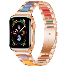 Metal + Resin Watch Band For Apple Watch Ultra 49mm / Series 8&7 45mm / SE 2&6&SE&5&4 44mm / 3&2&1 42mm(Rose Gold Color)