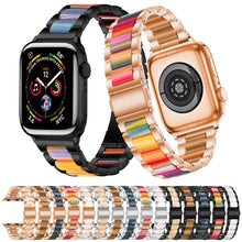 Metal + Resin Watch Band For Apple Watch Ultra 49mm / Series 8&7 45mm / SE 2&6&SE&5&4 44mm / 3&2&1 42mm(Black Brown)