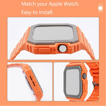 Silicone Strap with Case For Apple Watch Series 8&7 41mm / SE 2&6&SE&5&4 40mm / 3&2&1 38mm(Orange+Grey)