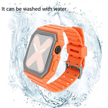 Silicone Strap with Case For Apple Watch Series 8&7 41mm / SE 2&6&SE&5&4 40mm / 3&2&1 38mm(Orange+Grey)