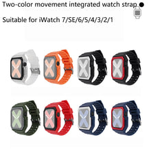 Silicone Strap with Case For Apple Watch Series 8&7 41mm / SE 2&6&SE&5&4 40mm / 3&2&1 38mm(Orange+Grey)