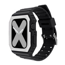 Silicone Strap with Case For Apple Watch Series 8&7 41mm / SE 2&6&SE&5&4 40mm / 3&2&1 38mm(Black+White)