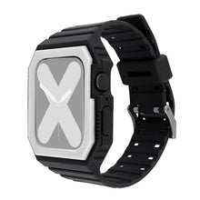 Silicone Strap with Case For Apple Watch Series 8&7 41mm / SE 2&6&SE&5&4 40mm / 3&2&1 38mm(Black+White)