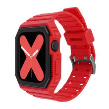 Silicone Strap with Case For Apple Watch Series 8&7 41mm / SE 2&6&SE&5&4 40mm / 3&2&1 38mm(Red)
