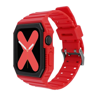 Silicone Strap with Case For Apple Watch Series 8&7 41mm / SE 2&6&SE&5&4 40mm / 3&2&1 38mm(Red)