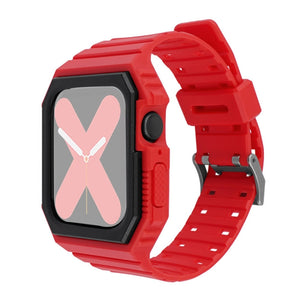 Silicone Strap with Case For Apple Watch Series 8&7 41mm / SE 2&6&SE&5&4 40mm / 3&2&1 38mm(Red)