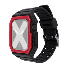 Silicone Strap with Case For Apple Watch Series 8&7 41mm / SE 2&6&SE&5&4 40mm / 3&2&1 38mm(Black+Red)