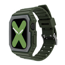 Silicone Strap with Case For Apple Watch Series 8&7 41mm / SE 2&6&SE&5&4 40mm / 3&2&1 38mm(Amy Green)
