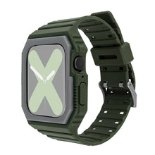 Silicone Strap with Case For Apple Watch Series 8&7 41mm / SE 2&6&SE&5&4 40mm / 3&2&1 38mm(Amy Green)