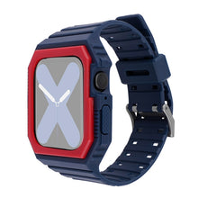 Silicone Strap with Case For Apple Watch Series 8&7 41mm / SE 2&6&SE&5&4 40mm / 3&2&1 38mm(Blue+Red)