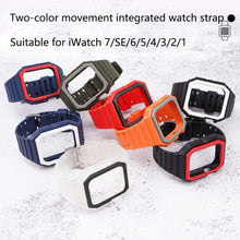 Silicone Strap with Case For Apple Watch Series 8&7 41mm / SE 2&6&SE&5&4 40mm / 3&2&1 38mm(Orange+Grey)