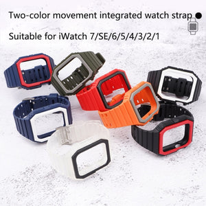 Silicone Strap with Case For Apple Watch Series 8&7 41mm / SE 2&6&SE&5&4 40mm / 3&2&1 38mm(Orange+Grey)