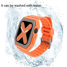 Silicone Strap with Case For Apple Watch Series 8&7 41mm / SE 2&6&SE&5&4 40mm / 3&2&1 38mm(Orange+Grey)