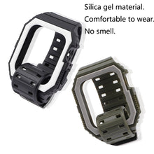 Silicone Strap with Case For Apple Watch Series 8&7 41mm / SE 2&6&SE&5&4 40mm / 3&2&1 38mm(Orange+Grey)