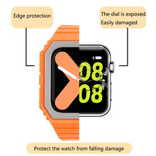 Silicone Strap with Case For Apple Watch Series 8&7 41mm / SE 2&6&SE&5&4 40mm / 3&2&1 38mm(Orange+Grey)