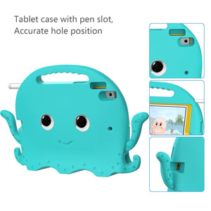 For iPad 10.2 2019 / 2020 Octopus Style EVA + PC Tablet Case with Strap(Glacial Green)