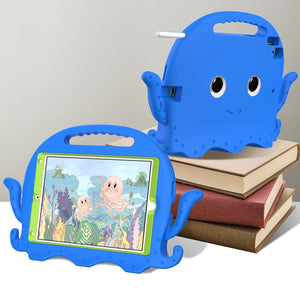 For iPad 10.2 2019 / 2020 Octopus Style EVA + PC Tablet Case with Strap(Blue)