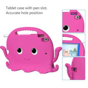 For iPad 10.2 2019 / 2020 Octopus Style EVA + PC Tablet Case with Strap(RoseRed)