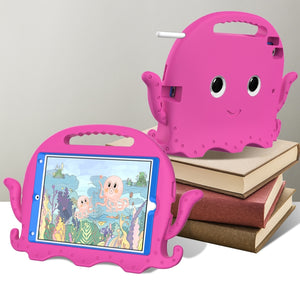 For iPad 10.2 2019 / 2020 Octopus Style EVA + PC Tablet Case with Strap(RoseRed)