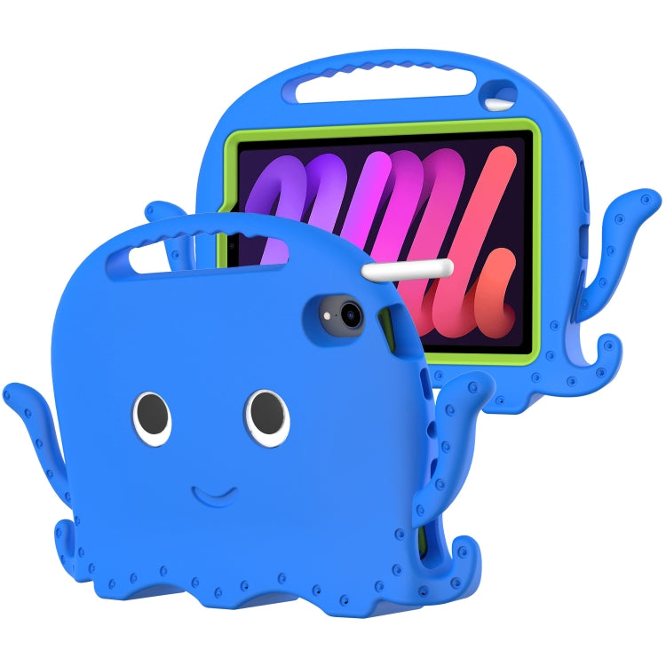 For iPad mini 6 Octopus Style EVA + PC Tablet Case with Strap(Blue)