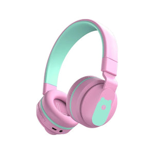BOBo+ Adults & Kids Cute Bluetooth 5.0 Bass Noise Cancelling Headset with Mic(Pink)
