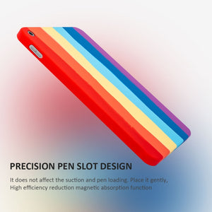 For iPad 10.2 2021 / 2020 / 2019 Liquid Silicone Magnetic Pen Function Tablet Case(Rainbow)