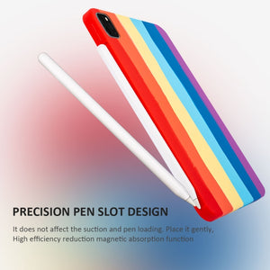 For iPad Pro 11 2018 / 2020 / 2021 Liquid Silicone Magnetic Pen Function Tablet Case(Rainbow)