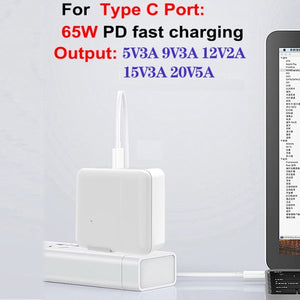 GaN 100W Dual USB + Dual USB-C/Type-C Multi Port Charger with 2m Type-C to Type-C Data Cable Set US / UK Plug