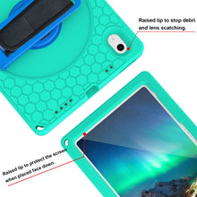 For iPad 10th Gen 10.9 2022 360 Rotation Stand EVA Hard PC Tablet Case with Strap(Glacier+Blue)