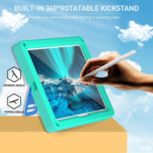 For iPad 10th Gen 10.9 2022 360 Rotation Stand EVA Hard PC Tablet Case with Strap(Glacier+Blue)