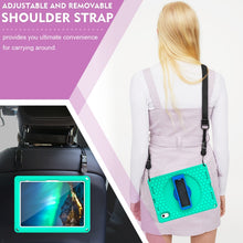 For iPad 10th Gen 10.9 2022 360 Rotation Stand EVA Hard PC Tablet Case with Strap(Glacier+Blue)