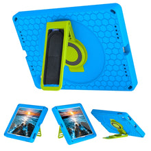 For iPad 10th Gen 10.9 2022 360 Rotation Stand EVA Hard PC Tablet Case with Strap(Blue+Green)