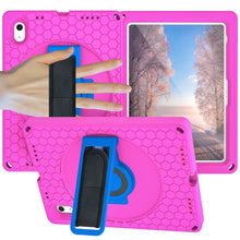 For iPad 10th Gen 10.9 2022 360 Rotation Stand EVA Hard PC Tablet Case with Strap(Rose+Blue)