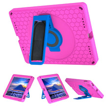 For iPad 10th Gen 10.9 2022 360 Rotation Stand EVA Hard PC Tablet Case with Strap(Rose+Blue)