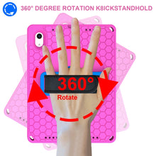 For iPad 10th Gen 10.9 2022 360 Rotation Stand EVA Hard PC Tablet Case with Strap(Rose+Blue)