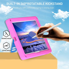 For iPad 10th Gen 10.9 2022 360 Rotation Stand EVA Hard PC Tablet Case with Strap(Rose+Blue)