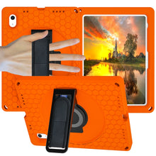 For iPad 10th Gen 10.9 2022 360 Rotation Stand EVA Hard PC Tablet Case with Strap(Orange+Black)