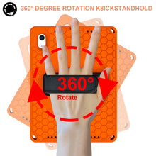 For iPad 10th Gen 10.9 2022 360 Rotation Stand EVA Hard PC Tablet Case with Strap(Orange+Black)