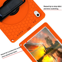 For iPad 10th Gen 10.9 2022 360 Rotation Stand EVA Hard PC Tablet Case with Strap(Orange+Black)