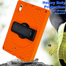 For iPad 10th Gen 10.9 2022 360 Rotation Stand EVA Hard PC Tablet Case with Strap(Orange+Black)